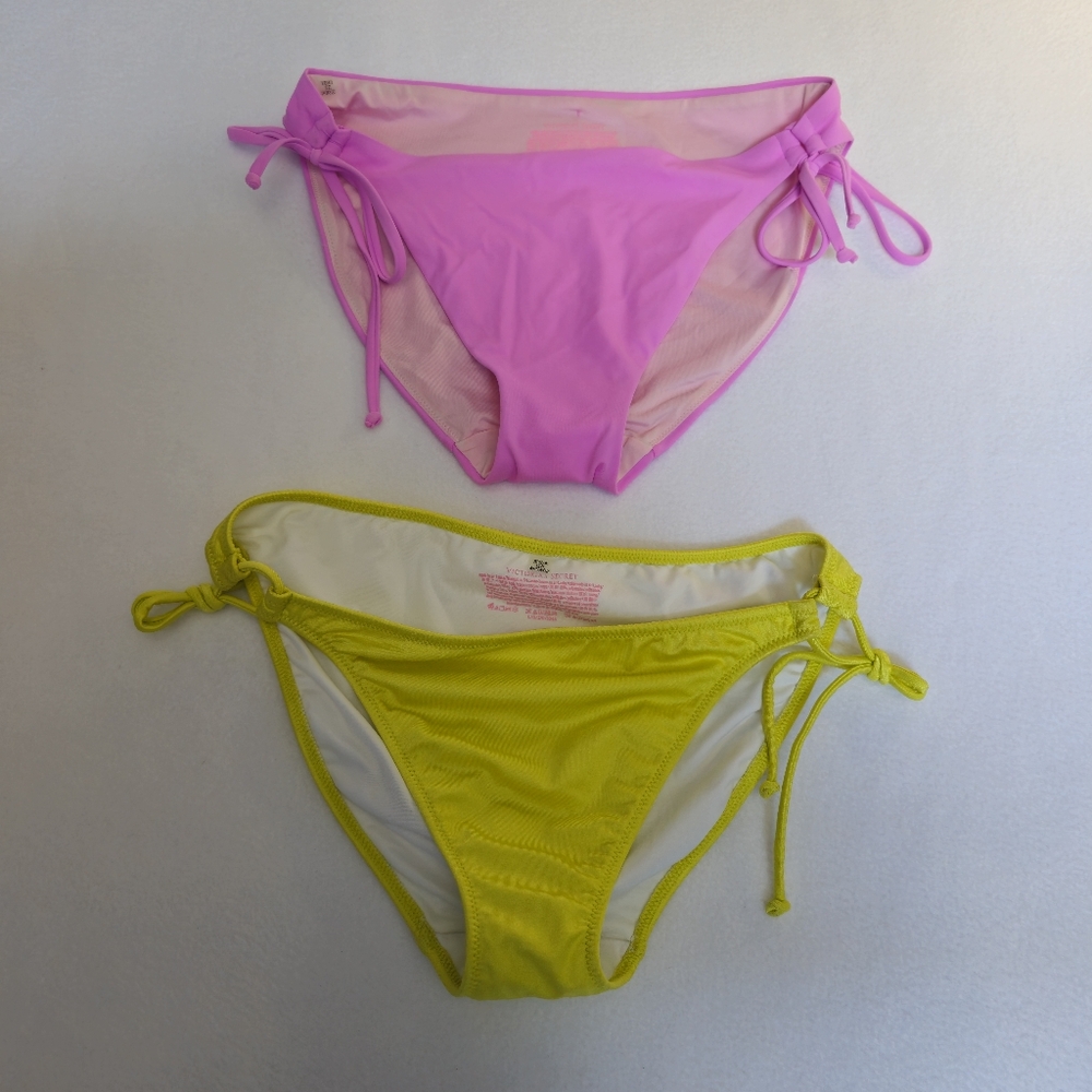 Victoria's Secret  Pink  Size XL and Yellow  Size L Bikini Bottoms (2pc) New